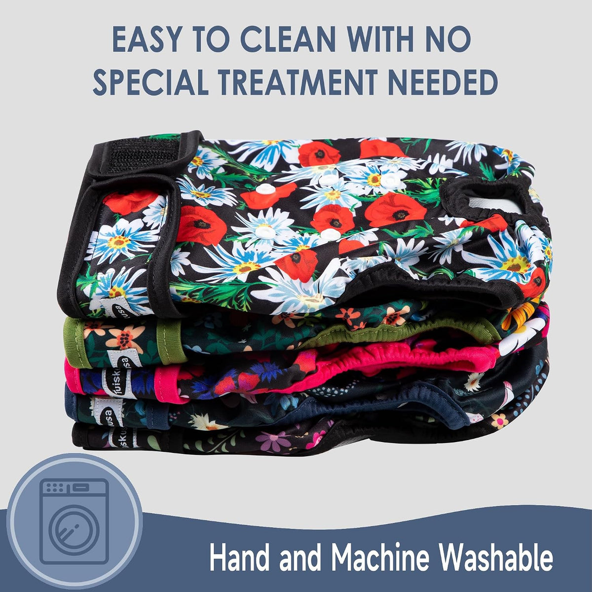Tuiskusa Reusable Washable Dog Diapers Female - Flowers 5-Pack / Large - image 3