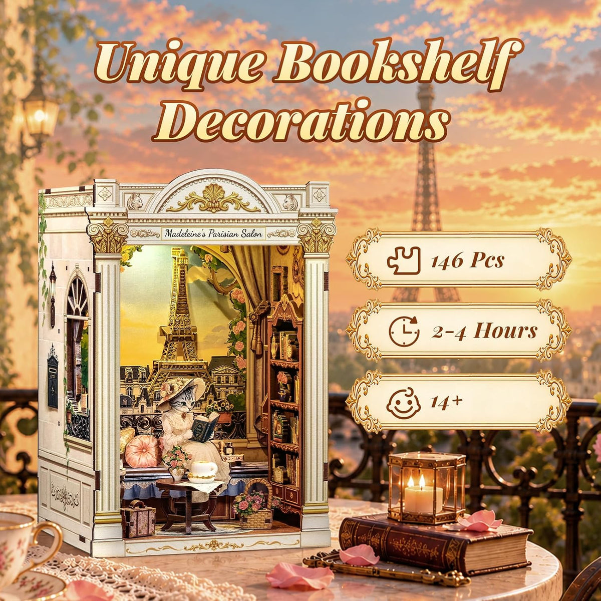 Fsolis Book Nook Kit Booknook Bookshop - Madeleine’s Parisian Salon - image 2