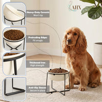 Ceramic Elevated Dog Bowls with Stand - Beige / XL - image 4