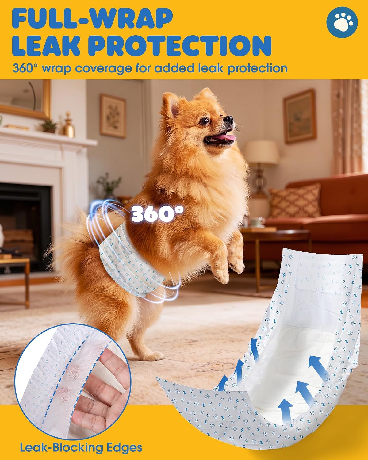 Powools Male Dog Wraps, 96 Count Disposable Dog Diapers, Small – Essentials for Dogs - X-Small - 96 Packs - image 2