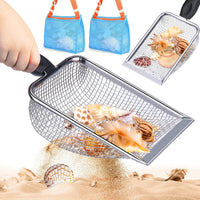 Vodolo Beach Mesh Shovel with Mesh Beach Bag for Shell Collecting - Silver - 2pcs Shovel With 2pcs Bag