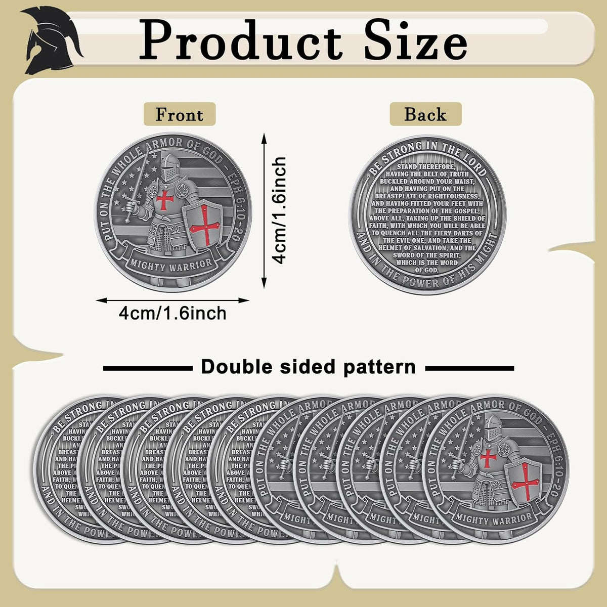 Nosiny 20 Pcs Armor of God Coins Metal Christian Challenge Coins - Ancient Style - image 2