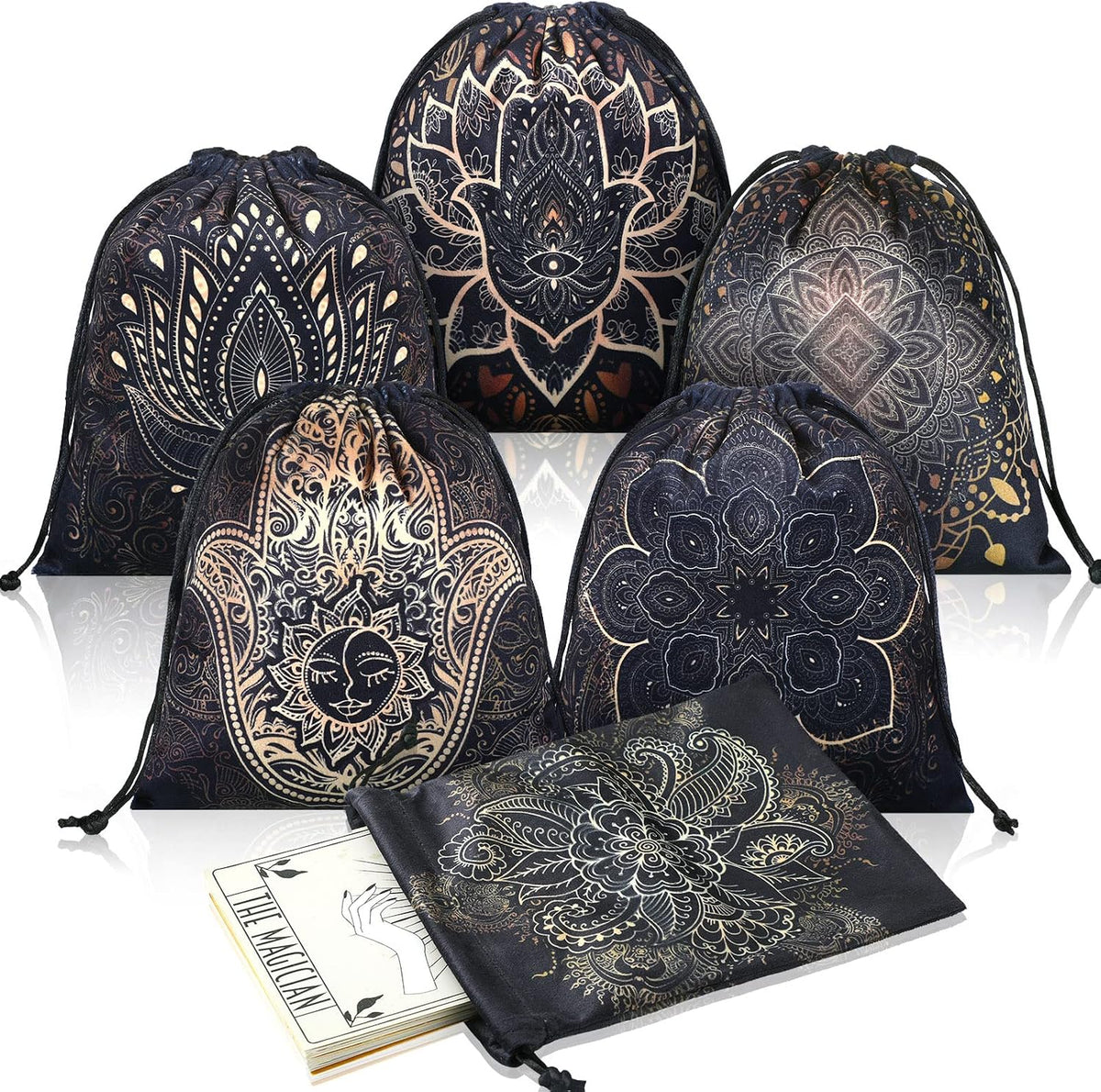 Shappy 6 Pcs Velvet Drawstring Pouches for Tarot Cards Dice - Stylish Style
