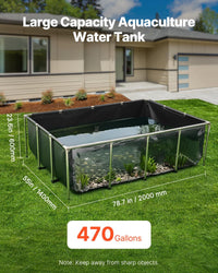 VEVOR Canvas Fish Pond, Turtle Pond - Black / 470 Gal /78.7x55x23.6 in / With Clear Panel - image 2
