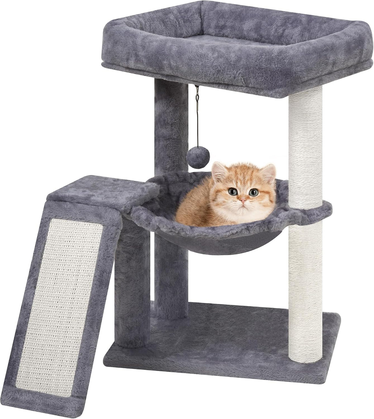 YOUPET Cat Tree with Cat Scratching Post for Indoor Cats - Grey / 25.59"