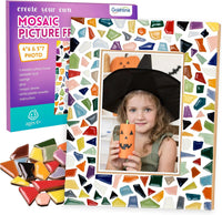 goldentime DIY mosaic picture frame kit with wooden frame, tiles, glue and grout - view 2