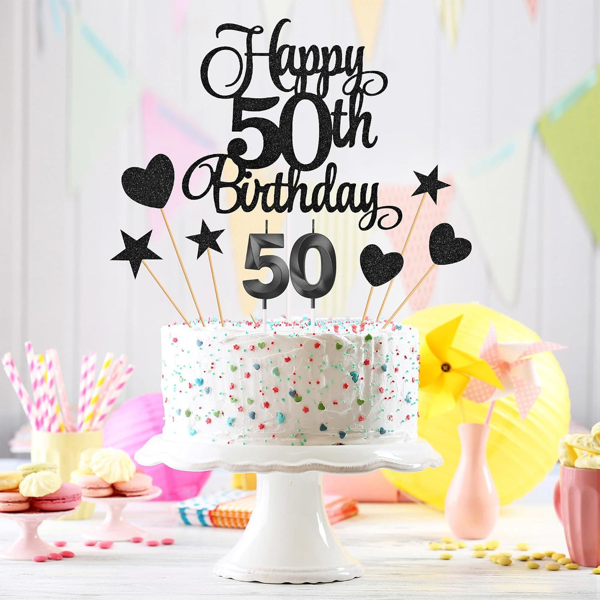 50th Birthday Cake Decorations - Black - image 4