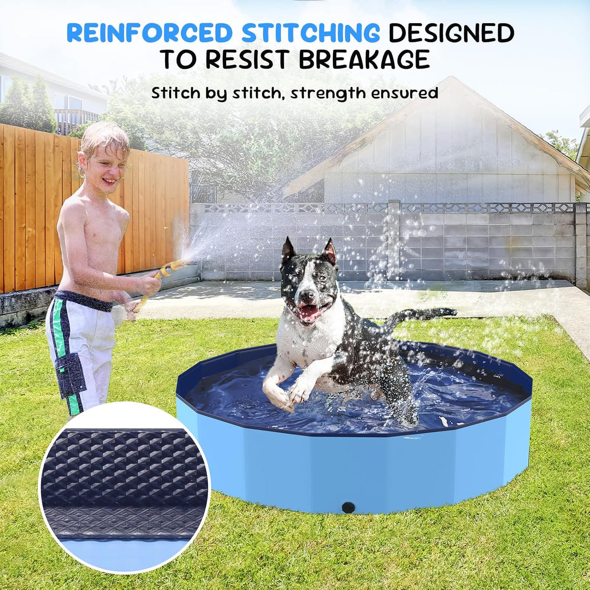 47'' Foldable Dog Pet Bath Pool, Heavy Duty Non-Slip Kiddie Pool - L - 47*12 IN - 90 Gal - image 4