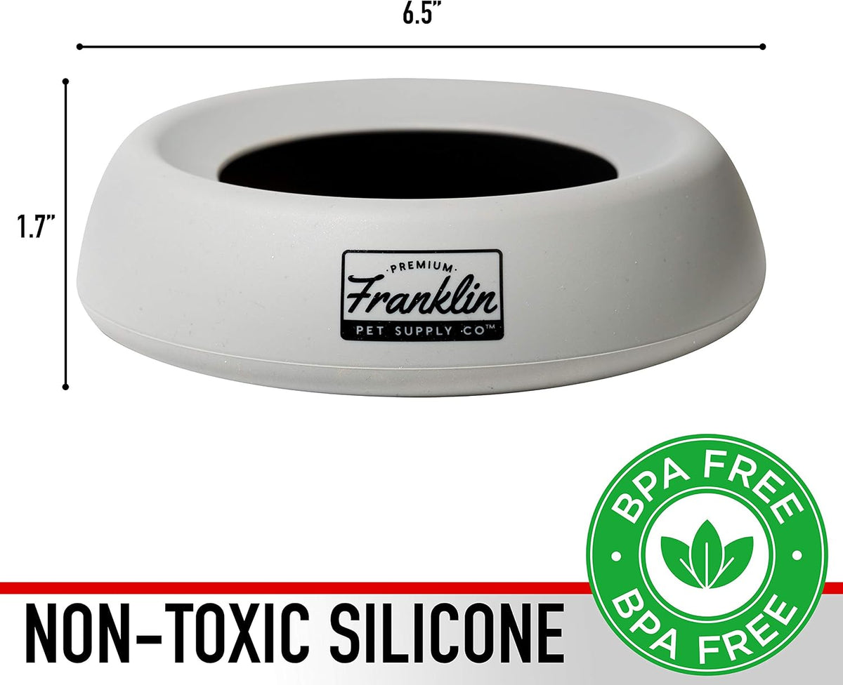 Franklin Sports No-Spill Travel Pet Bowl for Dogs + Cats - Gray / 16 Ounces - image 2