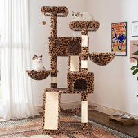 SHA CERLIN 65in Larger Cat Tree Tower Condo for Indoor - Leopard Print - image 2