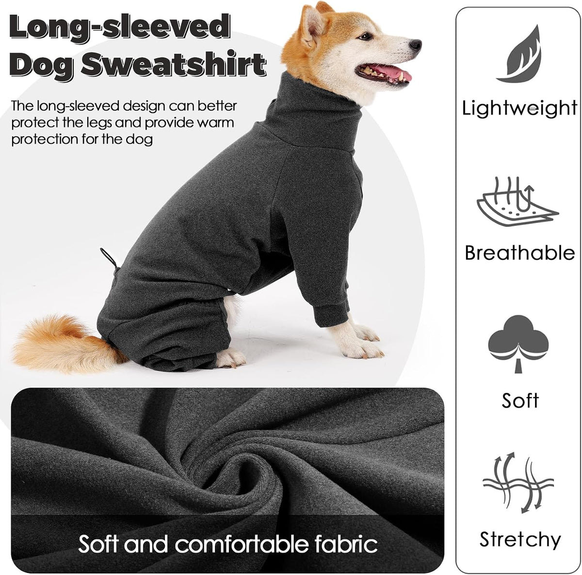 Dotoner Pullover Dog Sweater with Leash Hole - Large / Grey - image 2