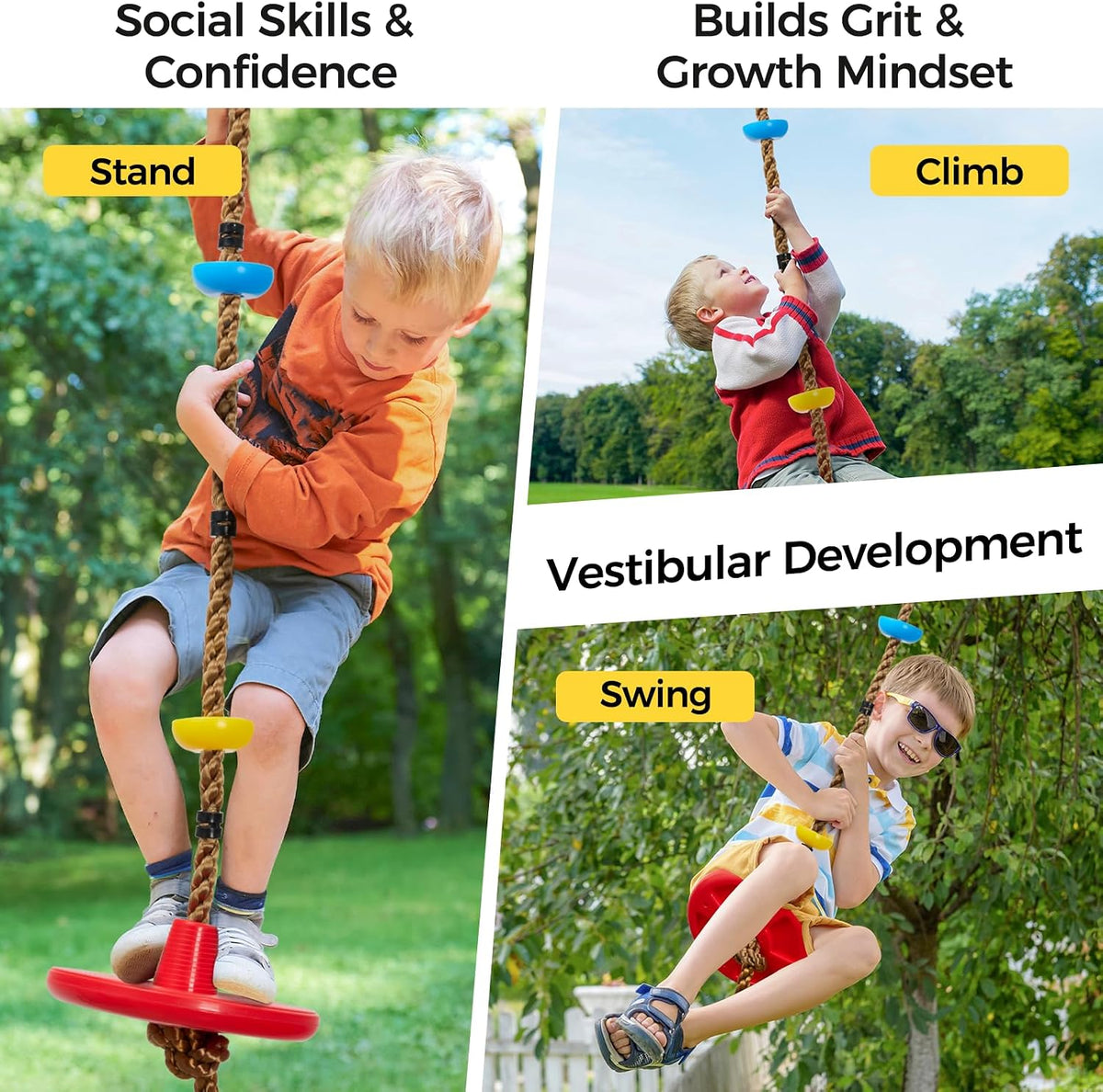 DECORLIFE Tree Swing for Kids - Multicolored,red - image 4