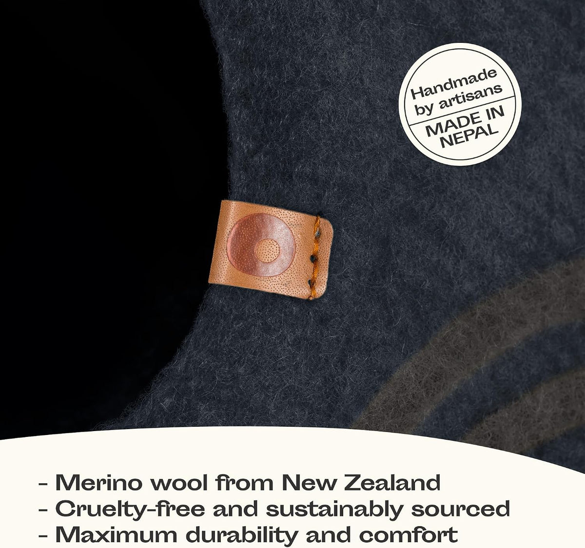 Cat Cave, New Zealand Wool Bed for Indoor Cats - Slate Gray / Large - image 2
