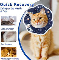 Soft Adjustable Cat Cone Collar, Comfortable Recovery Collar for Cats After Surgery (Dark Blue, Small)