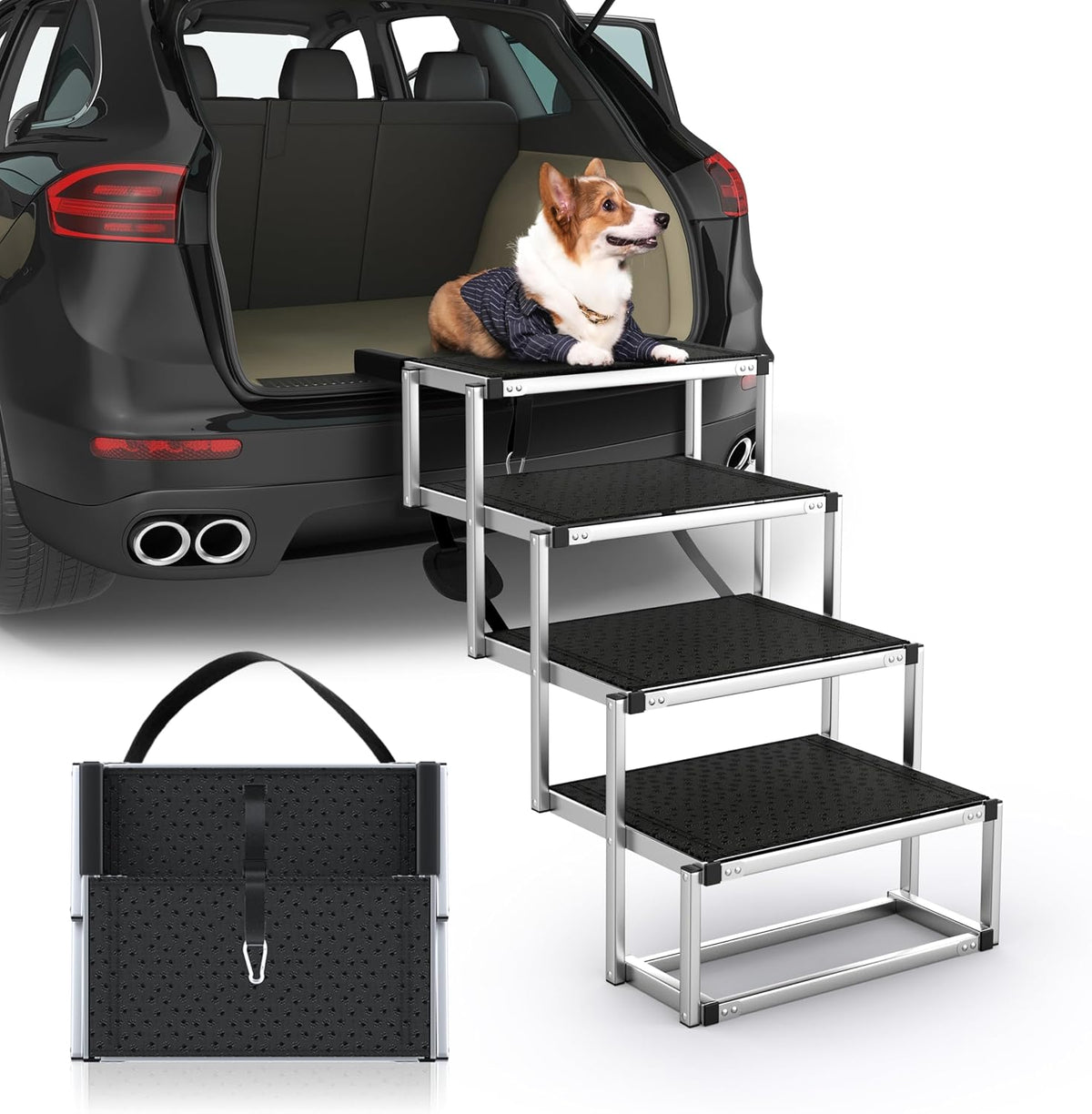 Extra Wide 20" Dog Stairs for Large Dogs - Standard 4 Steps