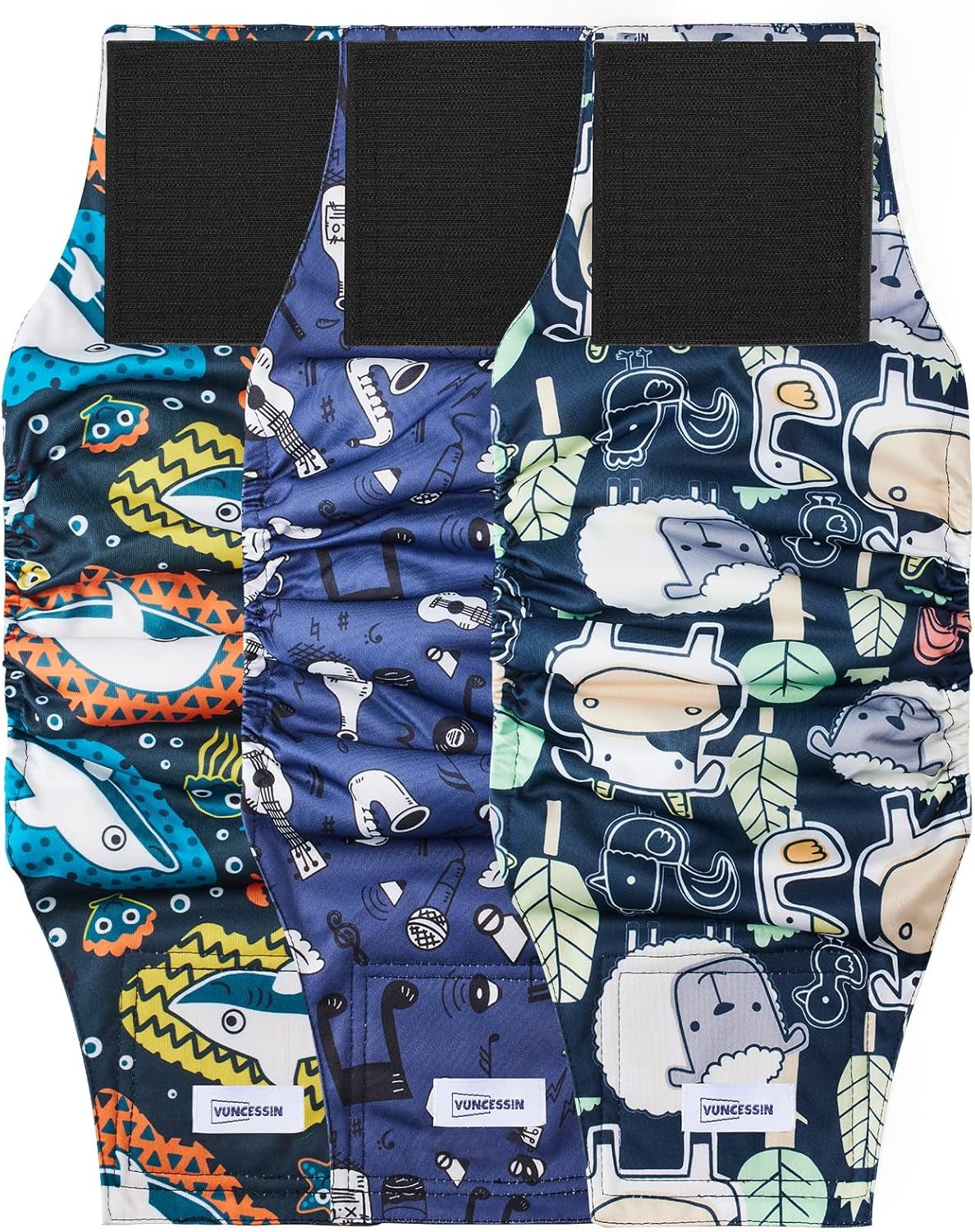 Washable Dog Diapers Male Reusable - Concert halls, oceans, farms / X-Small