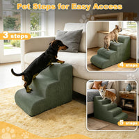 Dog Stairs for Bed & Couch, 18" H 4-Step Pet Ramp for Small Dogs - Green / 3 / Standard 15" Height - image 4