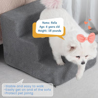 Dog Stairs for Small Dogs & Cats - Grey / 3-Step 13.6" H - image 3