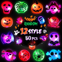GiftInTheBox LED light up Halloween rings with ghost, pumpkin and bat tops - view 3