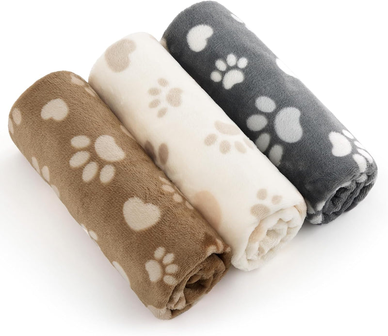 Bedsure Dog Blanket for Small Dogs Puppy, Flannel Fleece - Paws & Hearts / 23" x 16" (3 Pack)