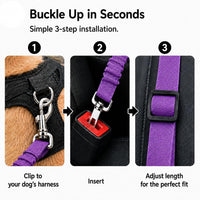 Dog Seat Belt 2Pcs, Retractable Pet Car Harness - Purple - image 3