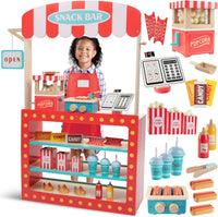 Svan wooden movie theatre snack bar playset with popcorn machine, hot dog roller and sodas