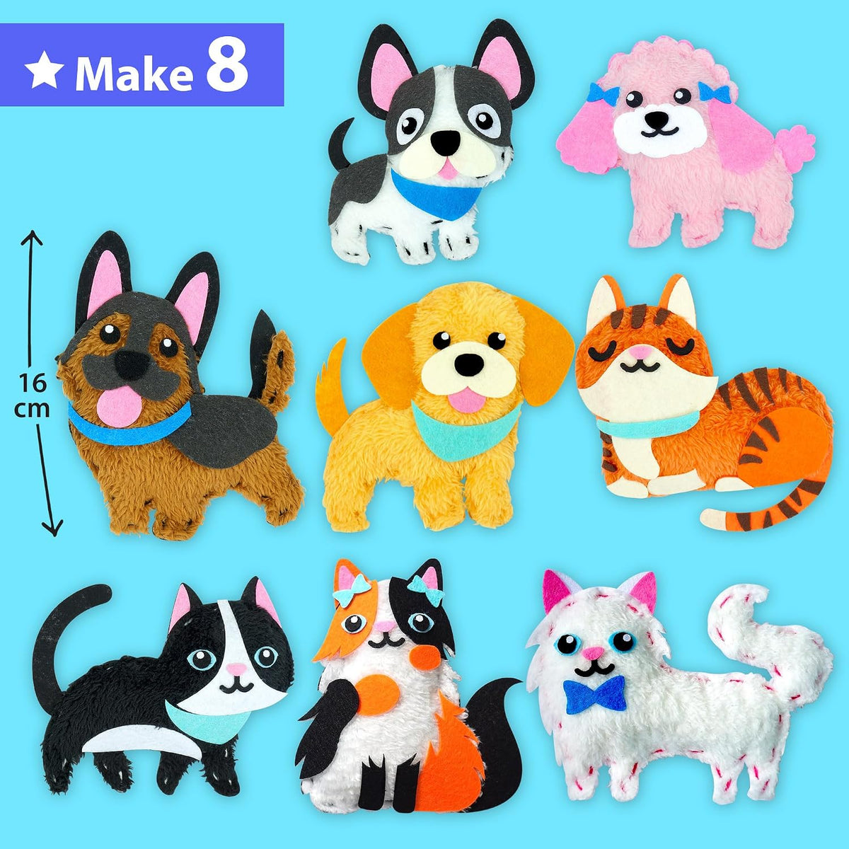 KRAFUN Fairy Tales Sewing Kit for Kids Ages 5-10, 8 Projects - Puppy & Kitten - image 3
