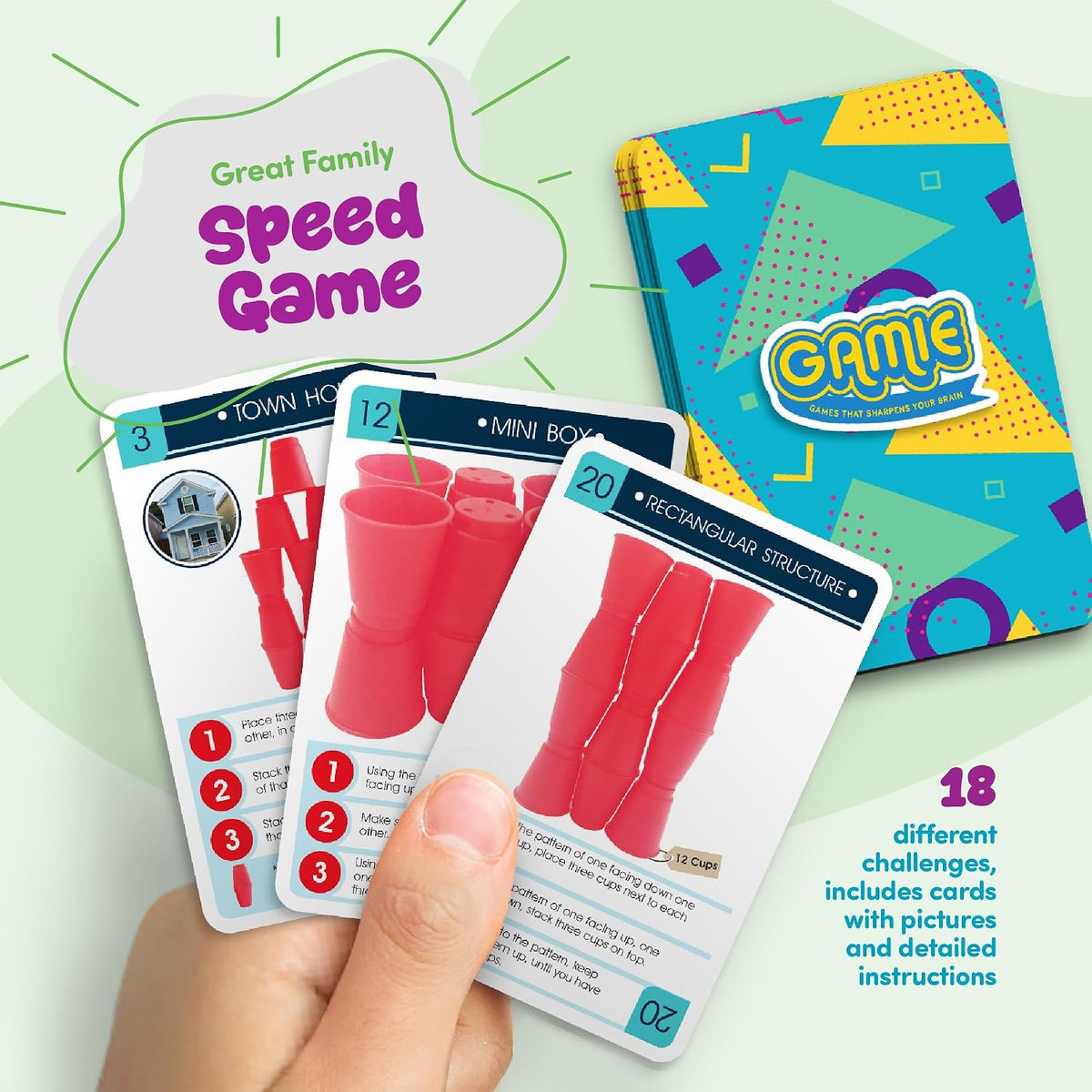 Gamie Stacking Cups Game for Kids, Set Includes 24 Cups - Stacking Cups Game - image 3