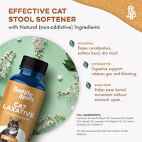 Cat Laxative Constipation Relief, Natural Cat Stool Softener Remedy for Irregular Bowel Movements Without Feline Diarrhea, Supports Feline Digestion & Gas Pain Relief, 400 Odorless, Tasteless Pills