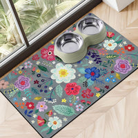 Dog Food Mats for Floors, Absorbent Dog Bowl Mat for Food and Water Dispenser, Quick Dry Cat Food - Grey / 30"L x 17"W