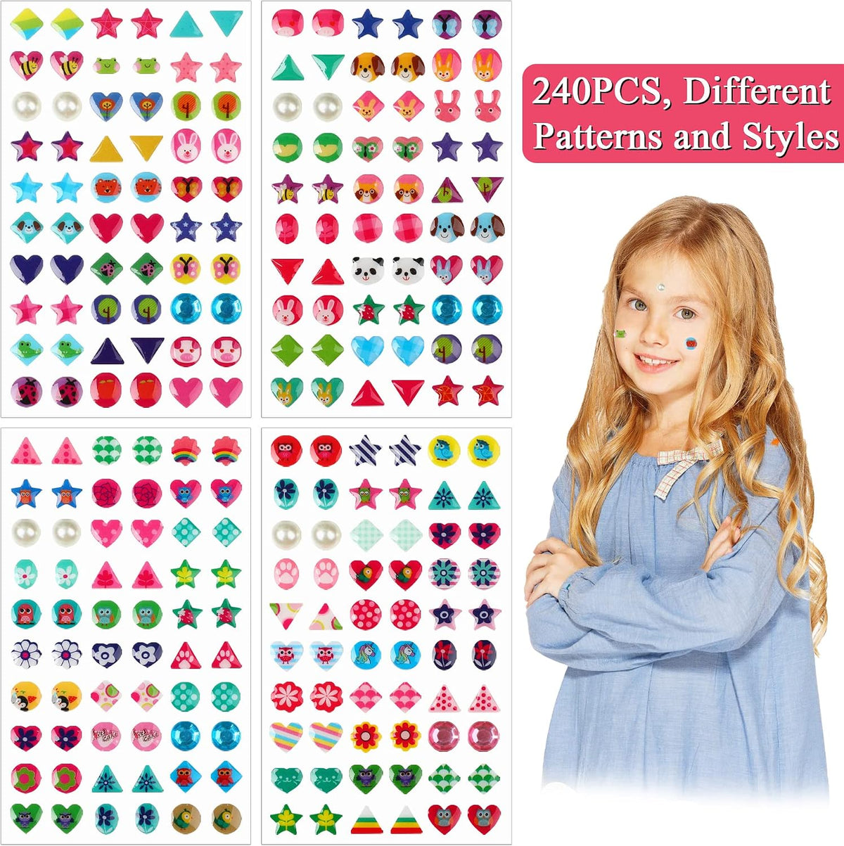 AUGSUN 240 Pcs Halloween Stick on Earrings for Little Girls – Fun for Kids & Family - Style A - image 4