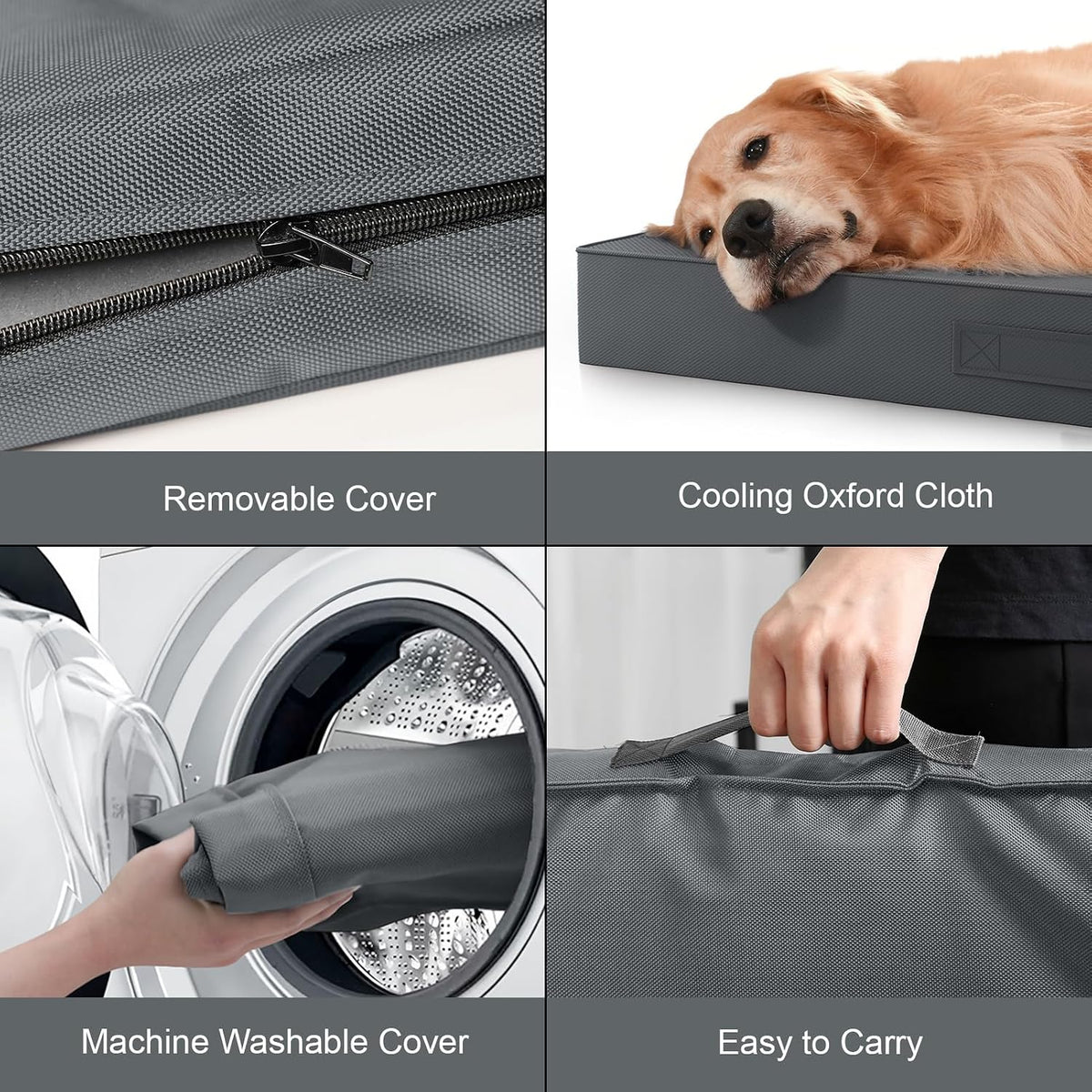 Outdoor Waterproof Orthopedic Dog Bed for Large Dogs – Essentials for Dogs - Grey / 36.0"L x 27.0"W x 3.0"Th - image 3