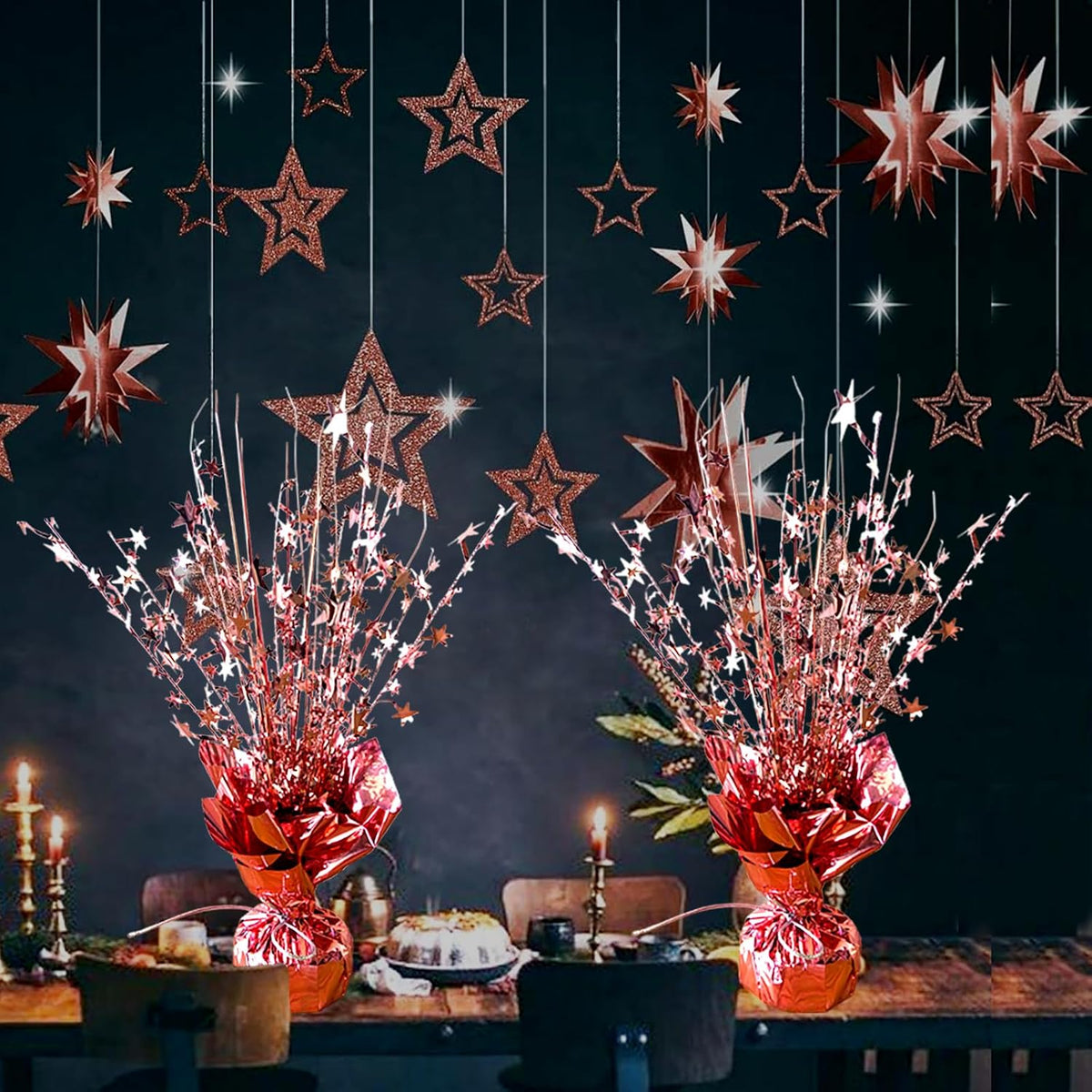 FUBININA Birthday Party Centerpieces Table Decorations Metallic Foil - Rose Gold - image 4