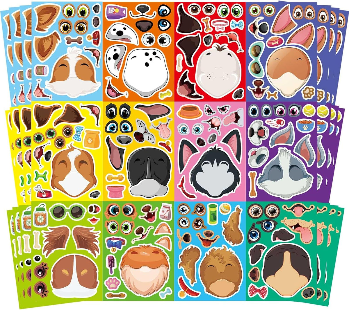 48PCS Halloween Make-a-face Stickers Halloween Characters Stickers - Dog