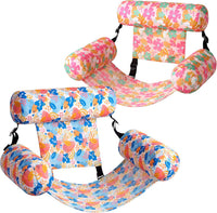 SLOOSH Inflatable Pool Floats Adult - Pink,Blue-Tropical Flowers