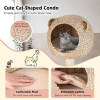 PETSITE Woven Cat Tree, Modern Cat Tower with Hammock & Scratching Posts, Cattail Condo & Top Perch, Cat Activity Tree for Indoor Cats