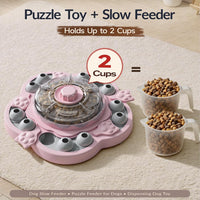 3-Level Dog Puzzle Toy, Spin to Release Treat Dispenser & Slow Feeder – Essentials for Dogs - Pink - image 3