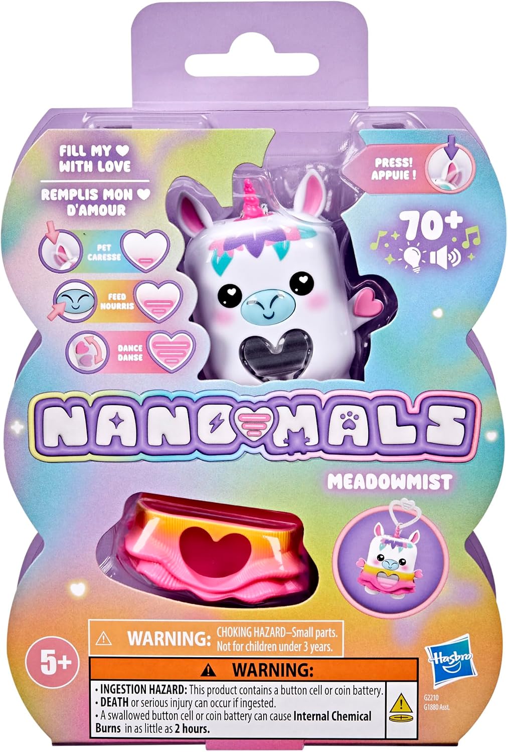 Nano-MALS Meadowmist the unicorn electronic pet toy in pink and yellow dress with keychain - view 2