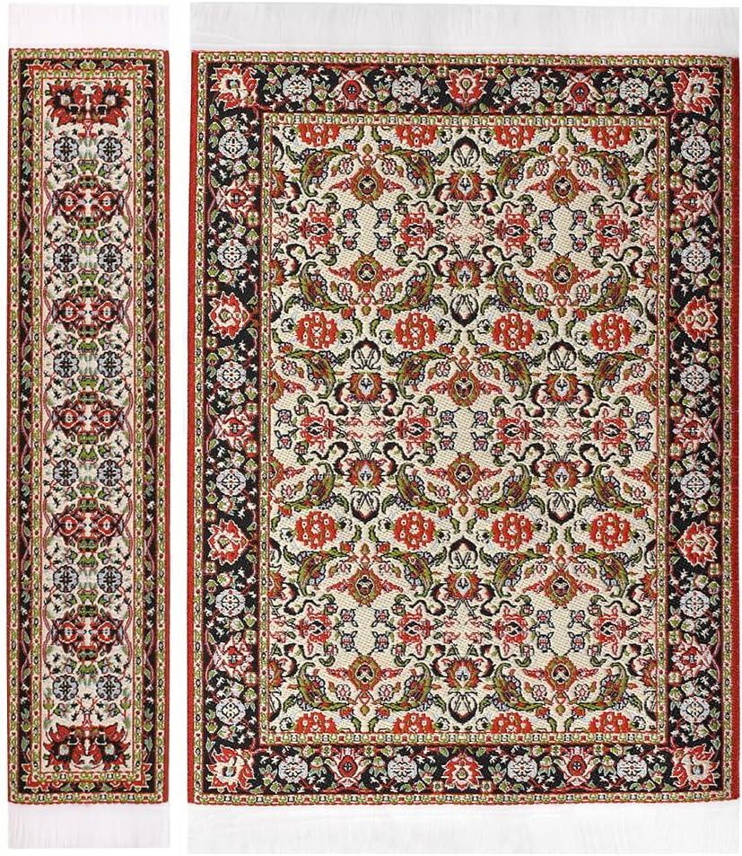iLAND Dollhouse Rug 1/12 Scale Woven Miniature Carpet 2pcs Fragrance – Fun for Kids & Family - 2pcs Spring