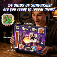 QMAY Mystery Dice Set – 7 Pcs Acrylic Polyhedral Dice + 1 Pcs Velvet Bag – Fun for Kids & Family - 24 Grids PRG Mystery Gift Box - image 3