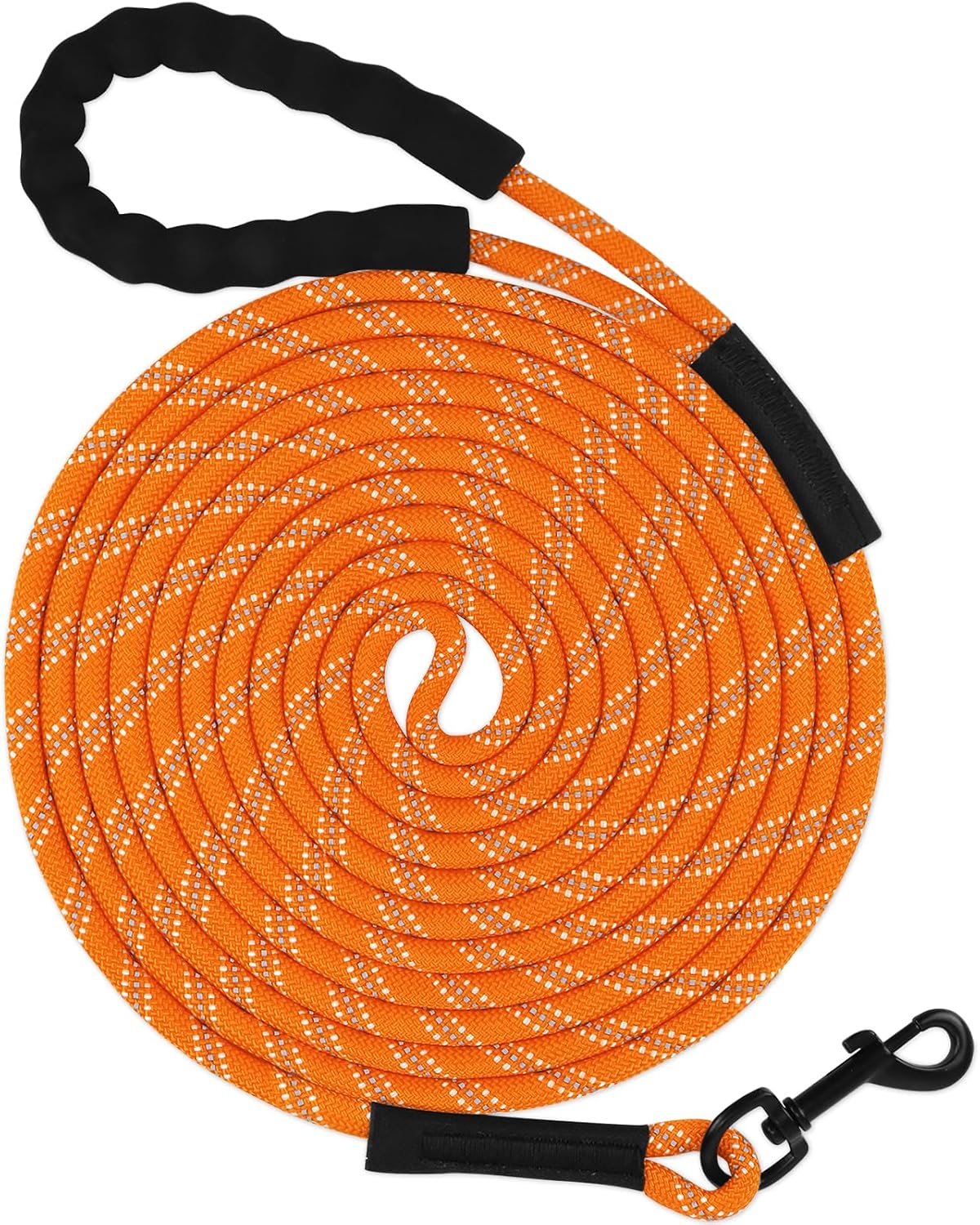 Taglory Long Dog Leash, 15FT 30FT 50FT 66FT, Training and Recall Leash with Comfortable Padded - 66 Foot - with handle / Orange