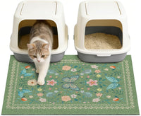 24"x15" Cat Litter Mat Non-Slip Washable Litter Box Mat – Daily Care for Cats - Dark spring green / 33X22in