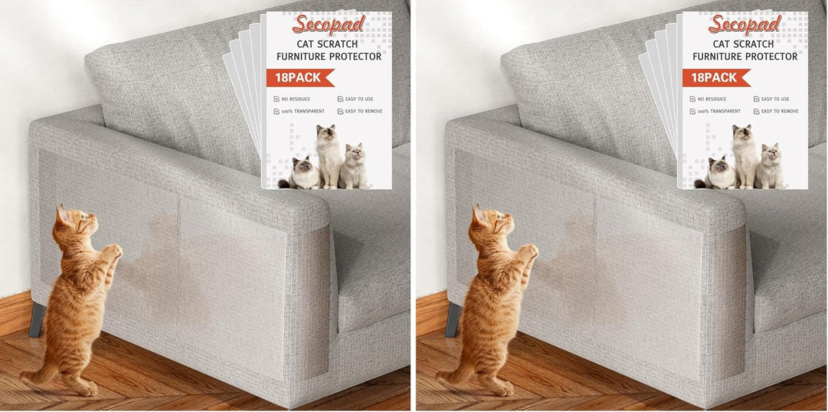 Secopad 18 PCS Cat Scratch Furniture Protector, Couch Protector - 17IN (Pack of 2)