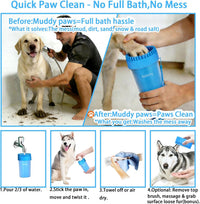 Dog Paw Cleaner Cup with Detachable Top Brush for Large & XL Dogs – Essentials for Dogs - Medium(3Towels&Brush) / Blue - image 3