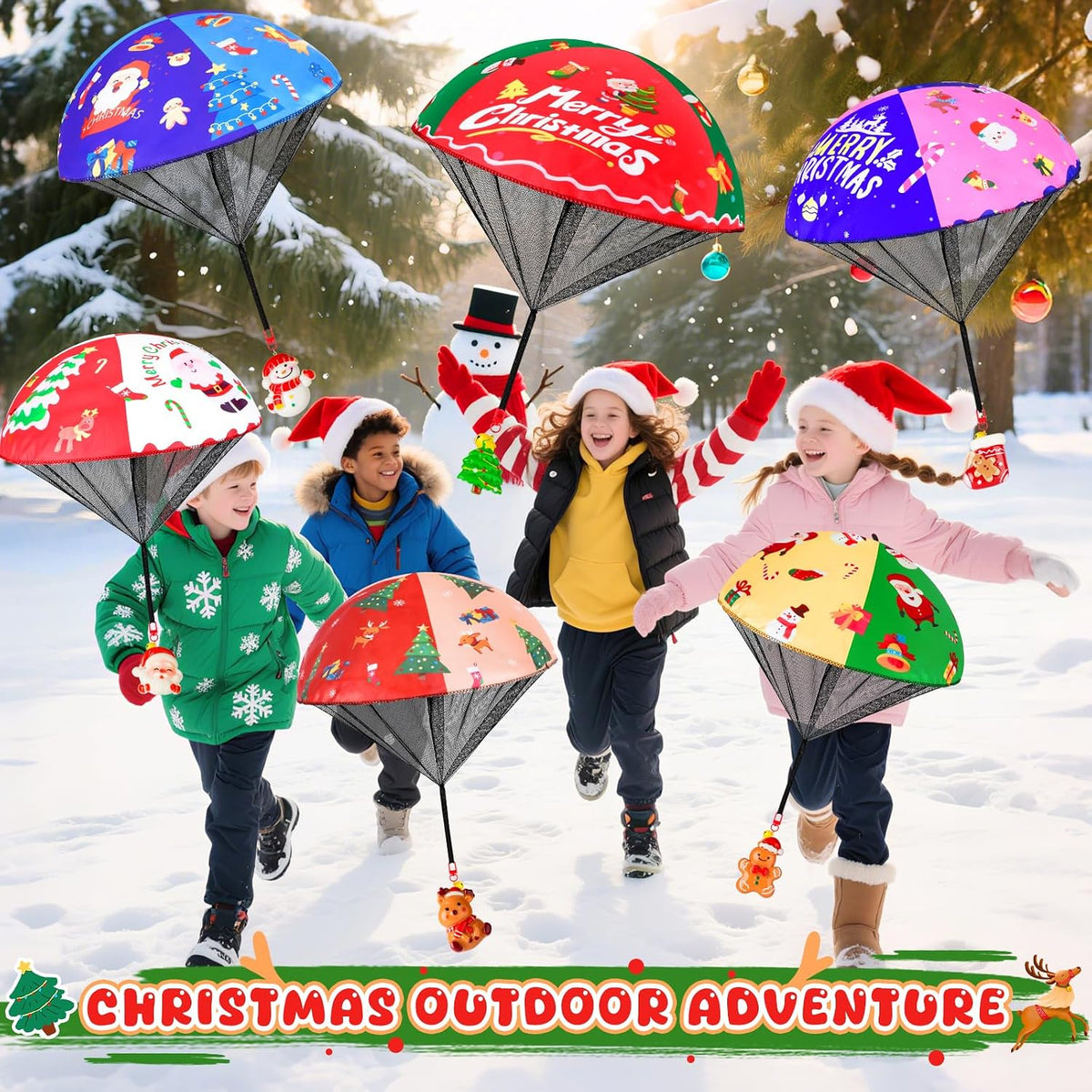 CPSYUB 6 Christmas mini parachute toys with bell keyring accessories - view 21