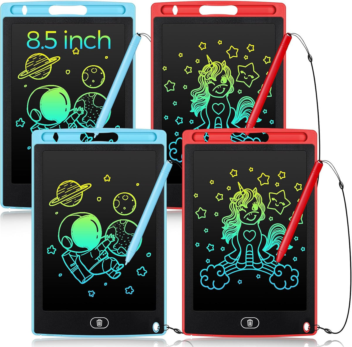 Zonon 4 Pcs LCD Writing Tablet for Kid, Red, Green, Pink - Red, Light Blue