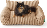 Cute Couch Bed for Pets, Supportive Cat Sofa for Indoor Cats - 24.0"L x 18.0"W x 10.0"Th / Beige