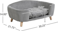 Christopher Knight Home Elroy Orthopedic Dog Bed, Elevated Dog Sofa Bed for Small Dog, Supportive Foam Pet Couch Bed with Wooden Legs, Modern Pet Sofa Bed, Gray