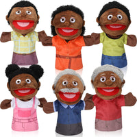 Lenwen 6 African American family hand puppets with movable mouths and colorful clothes - view 3