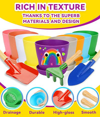 PAITIN Paint & Plant Garden Pot Craft Kit - 4 Inch Plant Pots, Kids Gardening Tools, Labels, Paints, Brushes, Gem & Eye Stickers - Perfect Spring Crafts Gifts for Women & Kids